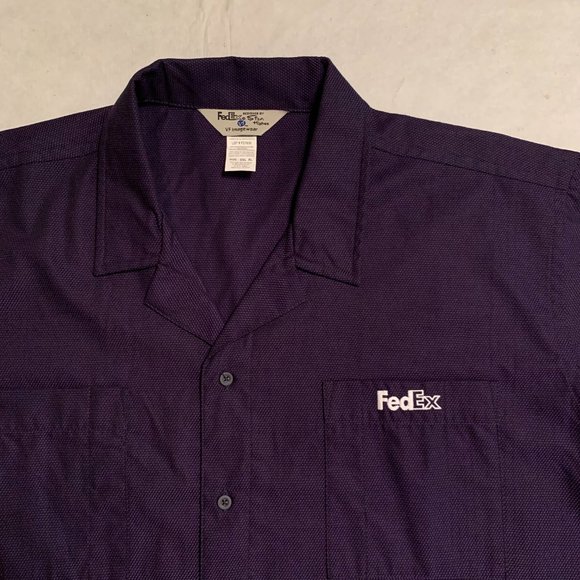 FedEx Short Sleeve Button Up Stan Herman Delivery Employee Uniform Mens XL - Picture 2 of 6